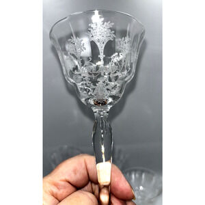 4 Champagne Coupes Sherbet Glasses Margantown Mayfair Cordial Floral Etched
